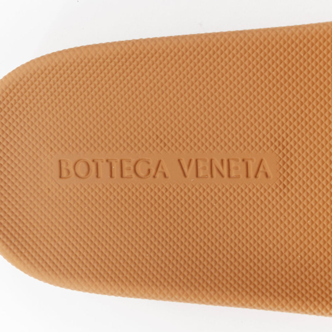 BOTTEGA VENETA 2020 Slider brown matelasse quilted pattern rubber slides EU42
