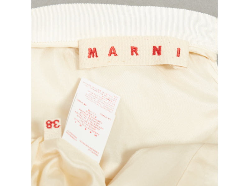 MARNI cream wool curved hip seam pleated crew knee shift dress IT38 XS