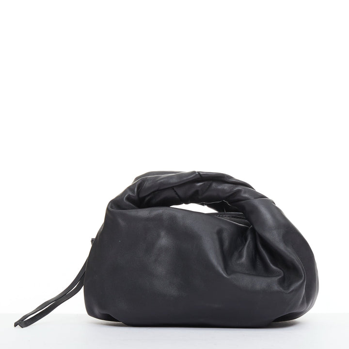 DRIES VAN NOTEN Twisted Handle black soft leather top handle bag