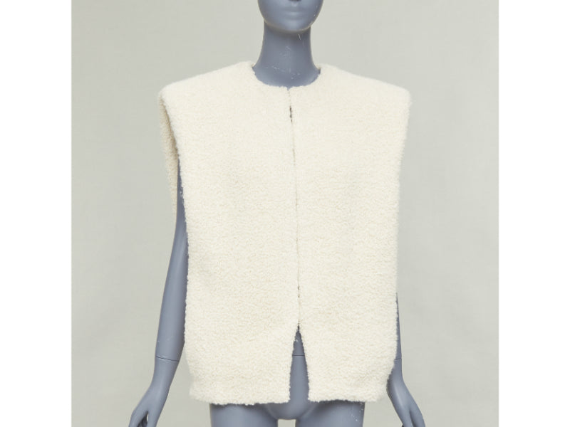 ISABEL MARANT Gwendalia cream wool boucle boxy vest gilet FR34 XS