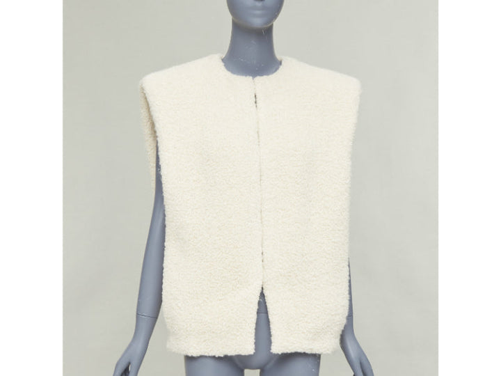 ISABEL MARANT Gwendalia cream wool boucle boxy vest gilet FR34 XS