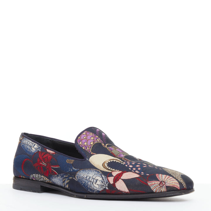 SALVATORE FERRAGAMO Blondie shoe pattern jacquard flat loafers UK7.5 EU41.5