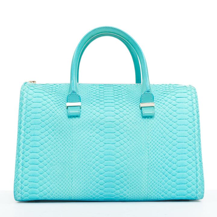 VICTORIA BECKHAM Seven Satchel turquoise scaled leather top handle bag