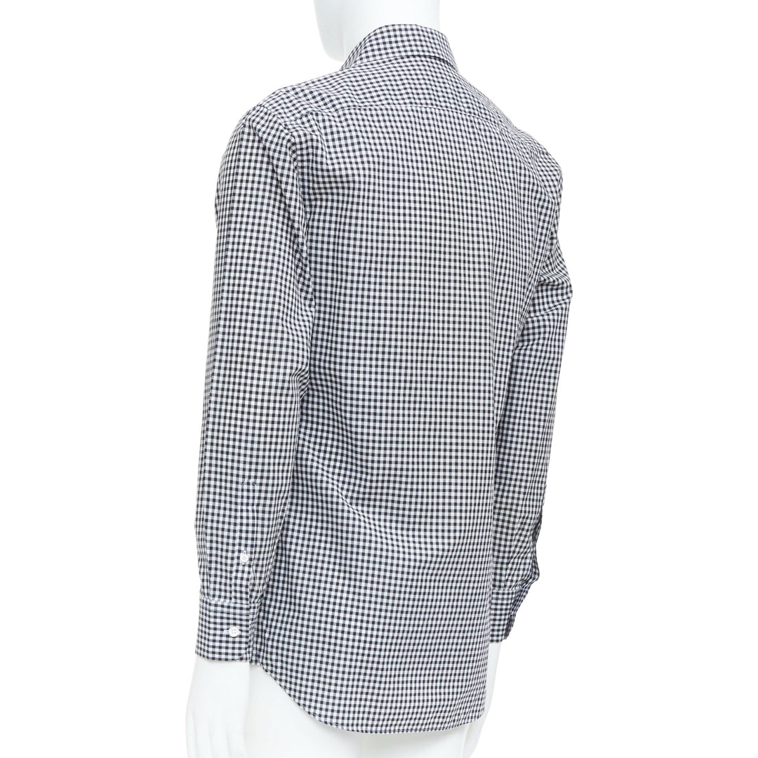 PRADA 2008 black white gingham check cotton long sleeve button shirt EU39 M