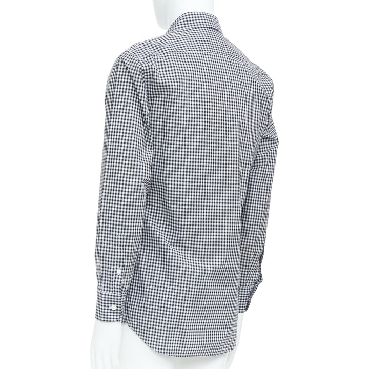 PRADA 2008 black white gingham check cotton long sleeve button shirt EU39 M