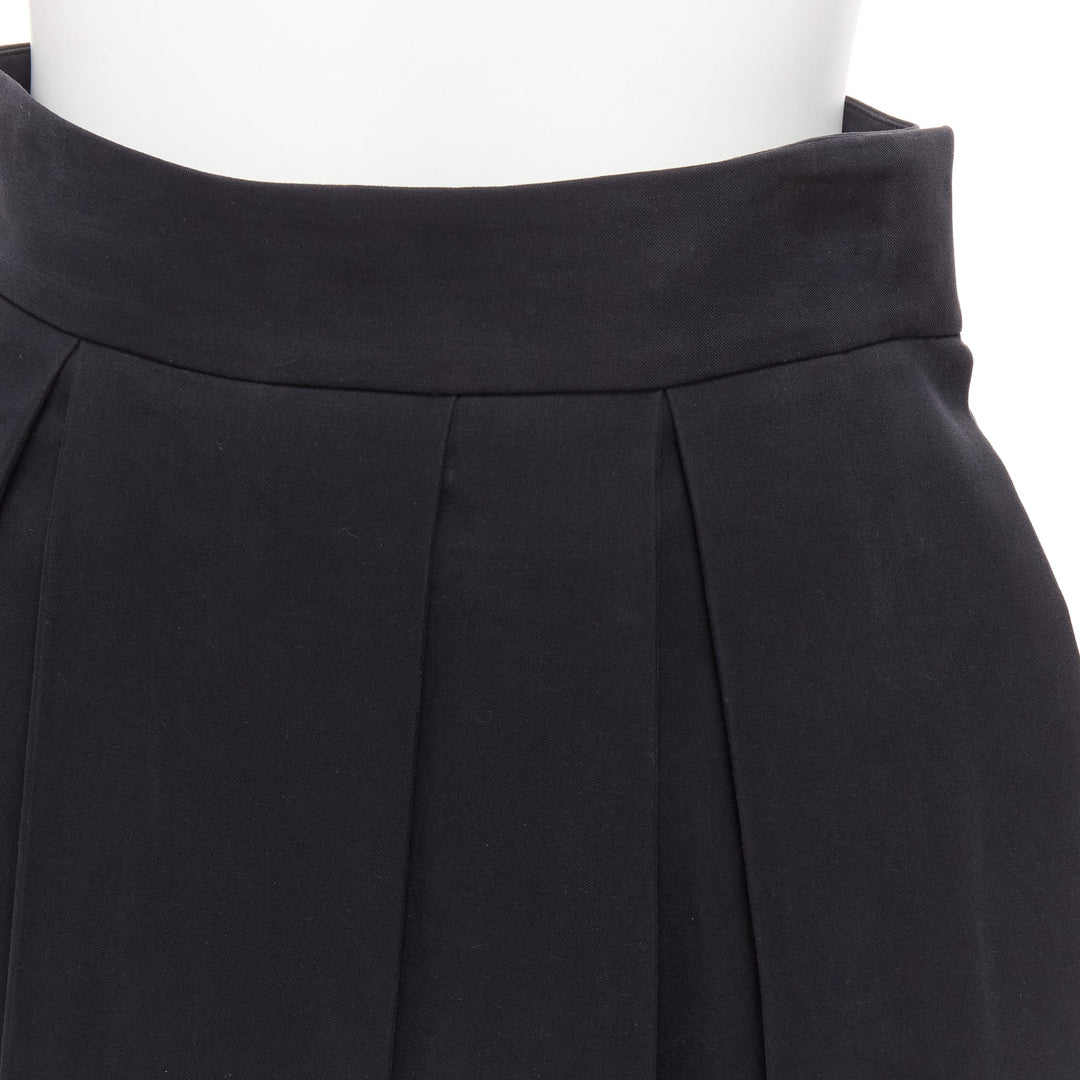 THE ROW black cotton horn button asymmetric pleats A line midi skirt US2 S