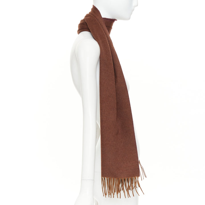 LORO PIANA Two Tone Baby Cashmere brown fringed colorblocked long scarf