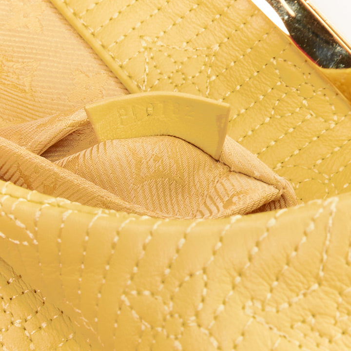 LOUIS VUITTON 2011 jaune Monogram Cuir Pochette Altair quilted leather clutch