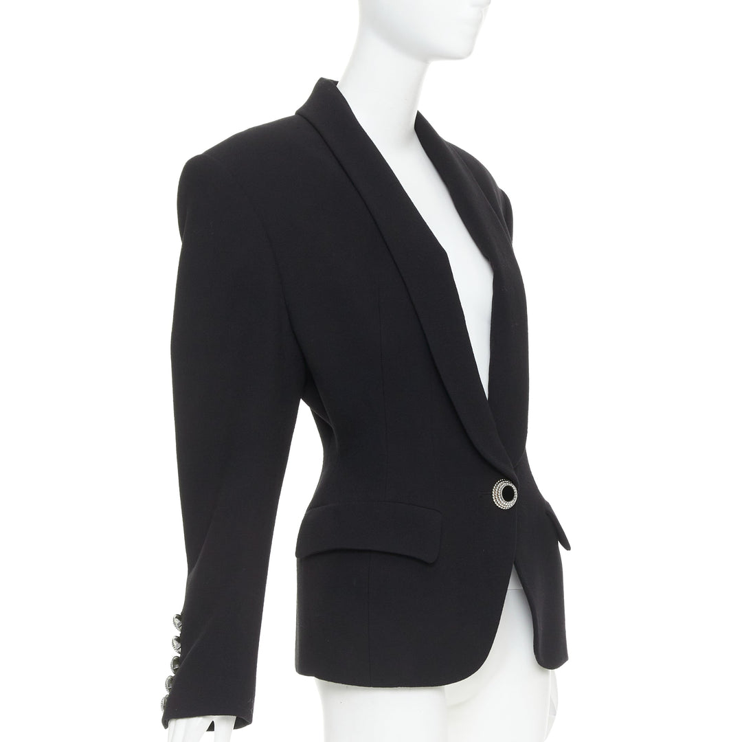 ALEXANDRE VAUTHIER COUTURE 2022 Runway black enamel buttons wasp waist blazer