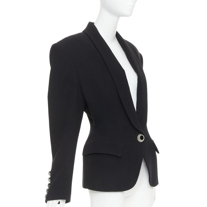 ALEXANDRE VAUTHIER COUTURE 2022 Runway black enamel buttons wasp waist blazer