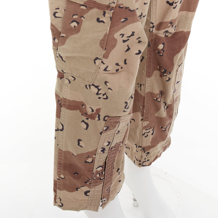 REDONE Desert Camo beige brown cotton blend camouflage cargo cropped pants S