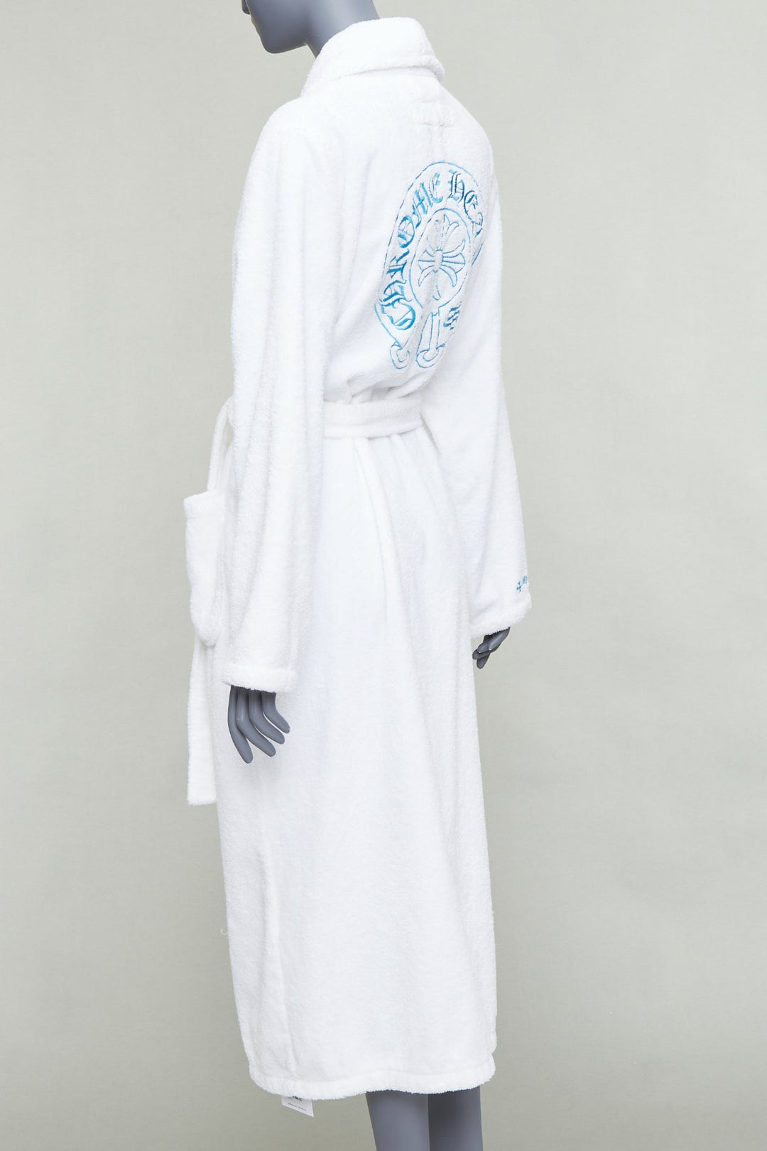 rare CHROME HEARTS white turkish cotton blue embroidery logo robe M