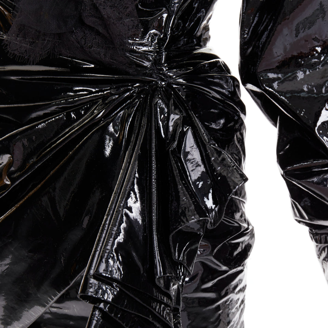 rare ALEXANDRE VAUTHIER COUTURE AW2018 Runway black PVC tulle lace mini dress