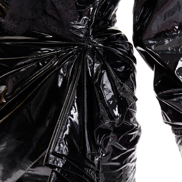 rare ALEXANDRE VAUTHIER COUTURE AW2018 Runway black PVC tulle lace mini dress