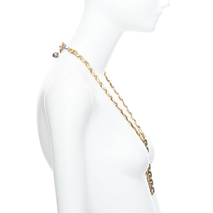 LANVIN Vintage gold multi chain hoop cuban loop necklace belt