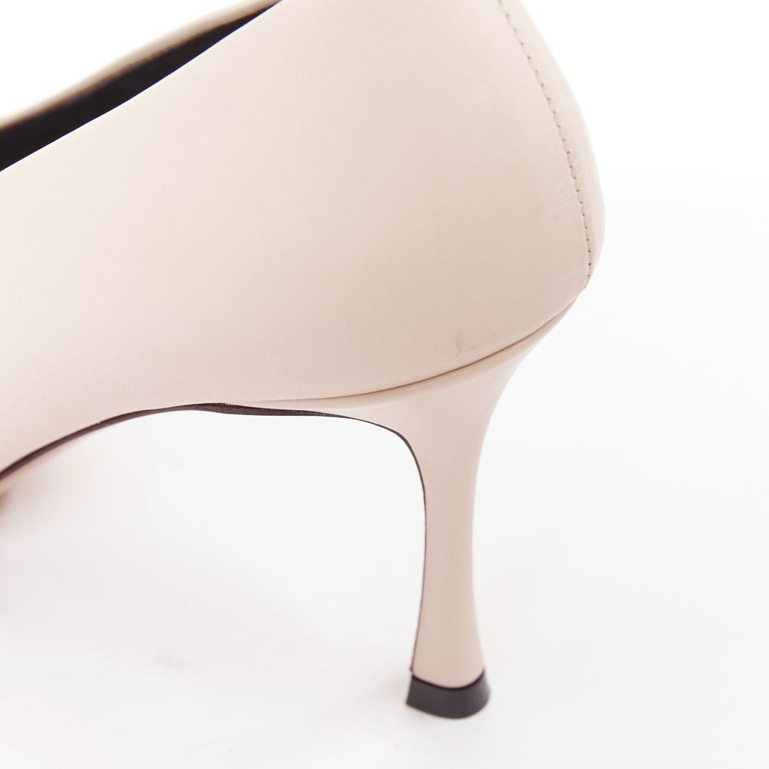 THE ROW Champagne Pump Bow rose beige soft calf pointy spool heel pump EU37