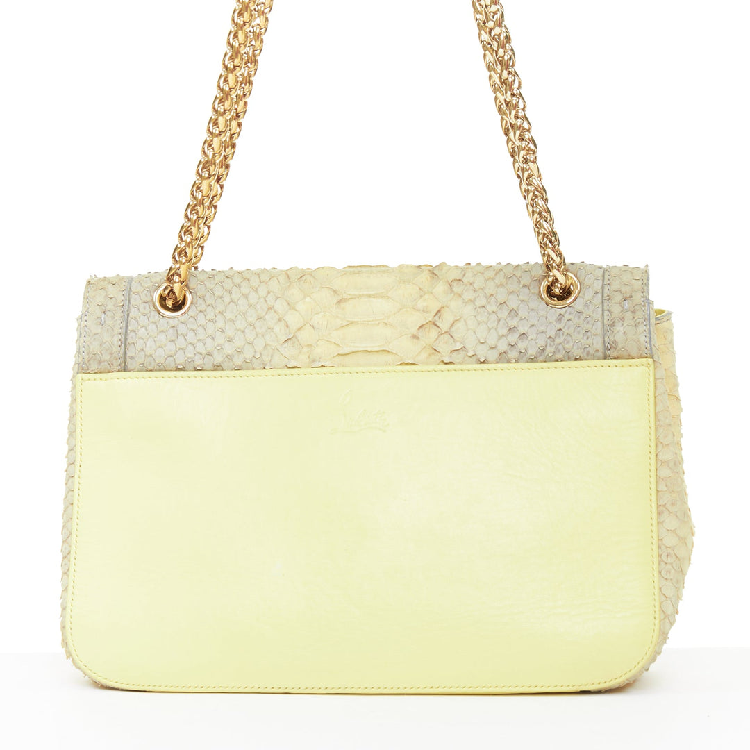 CHRISTIAN LOUBOUTIN Sweet Charity grey yellow gold stud bow chain shoulder bag
