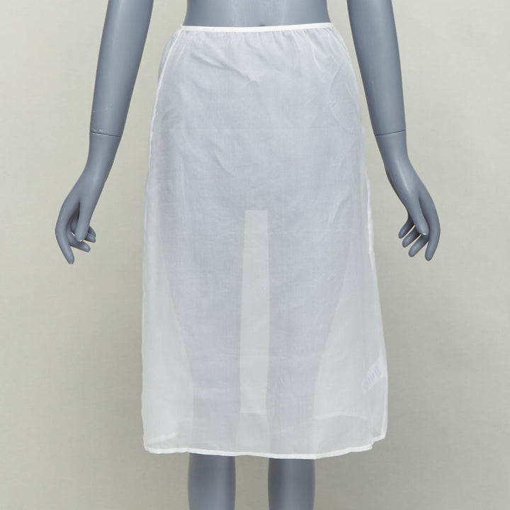 DRIES VAN NOTEN white 100% silk sheer high waisted knee skirt FR34 XS