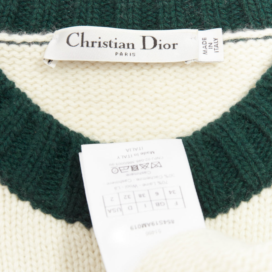CHRISTIAN DIOR C'est Non cream green wool cashmere oversized sweater FR34 XS