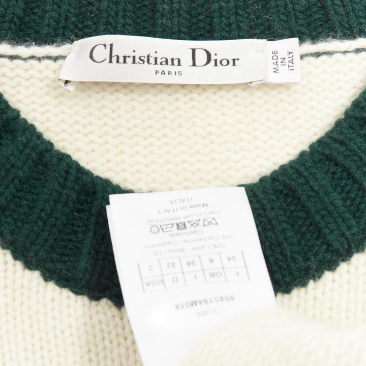 CHRISTIAN DIOR C'est Non cream green wool cashmere oversized sweater FR34 XS