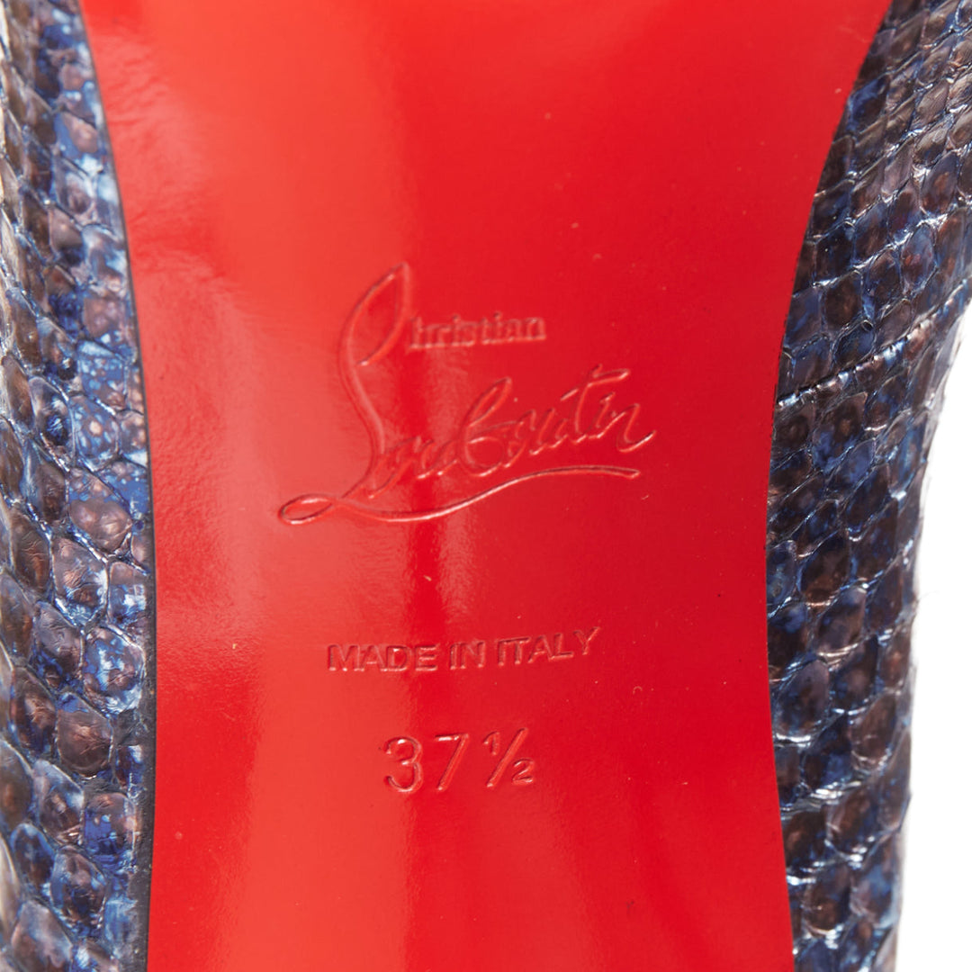 CHRISTIAN LOUBOUTIN Simple Pump 85 Acid Blue scaled almond toe pump EU37.5