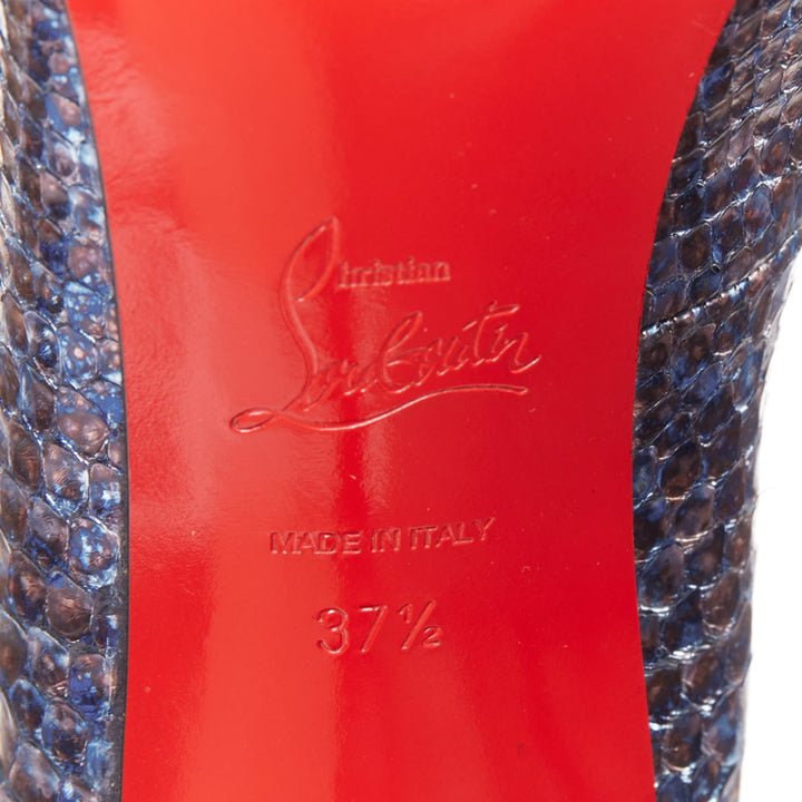 CHRISTIAN LOUBOUTIN Simple Pump 85 Acid Blue scaled almond toe pump EU37.5