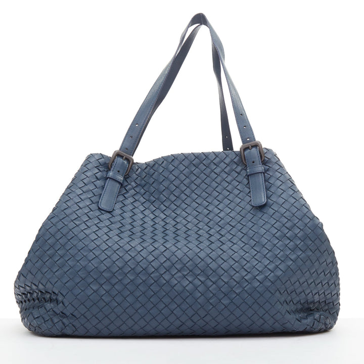 BOTTEGA VENETA 2012 Cesta marine blue intrecciato woven leather bag