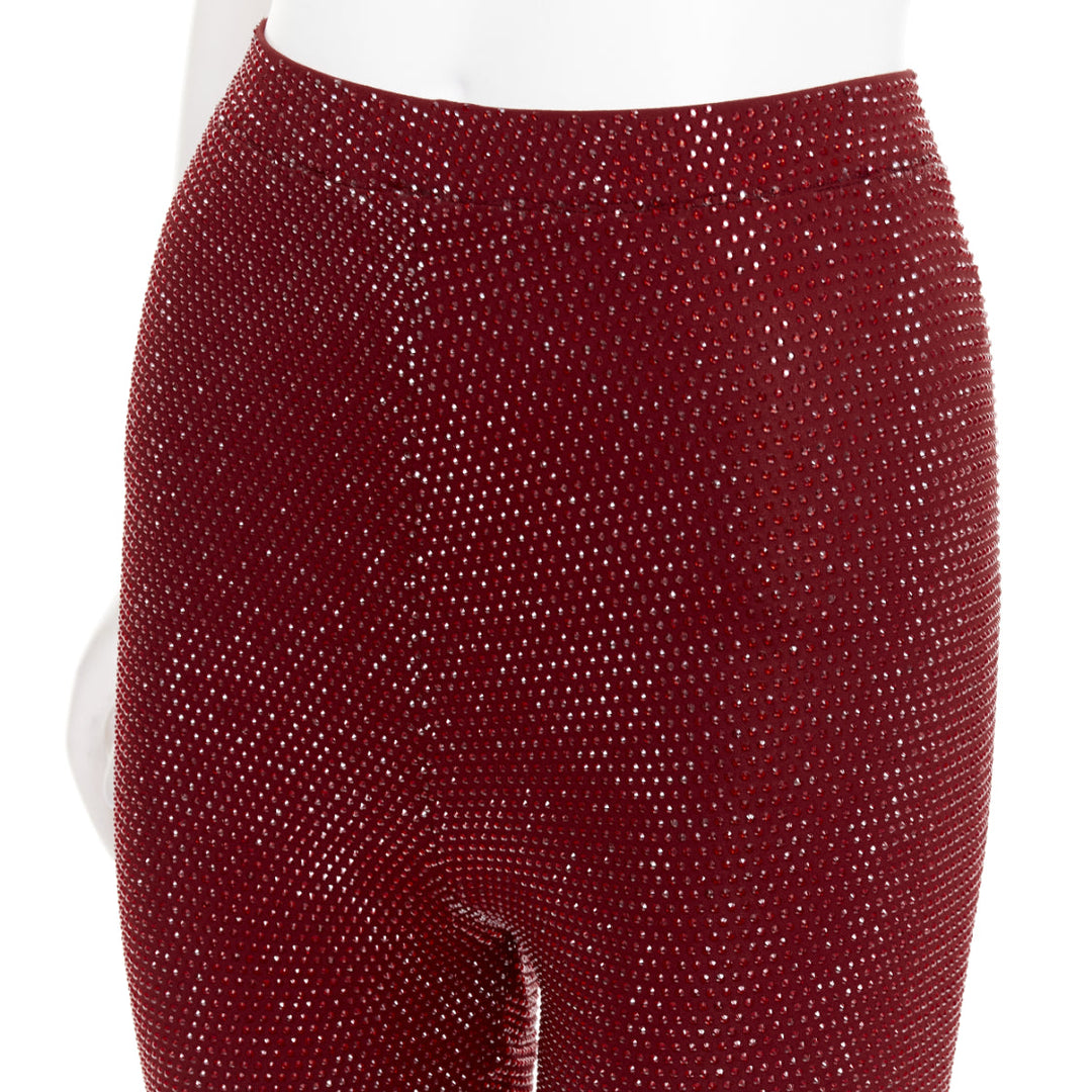 ALEXANDRE VAUTHIER AW2023 Runway Cinnabar red strass crystal legging pants