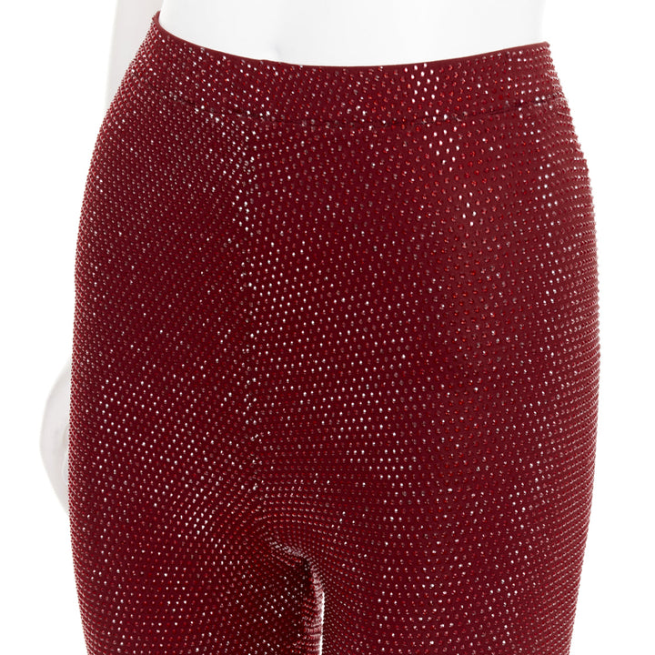 ALEXANDRE VAUTHIER AW2023 Runway Cinnabar red strass crystal legging pants