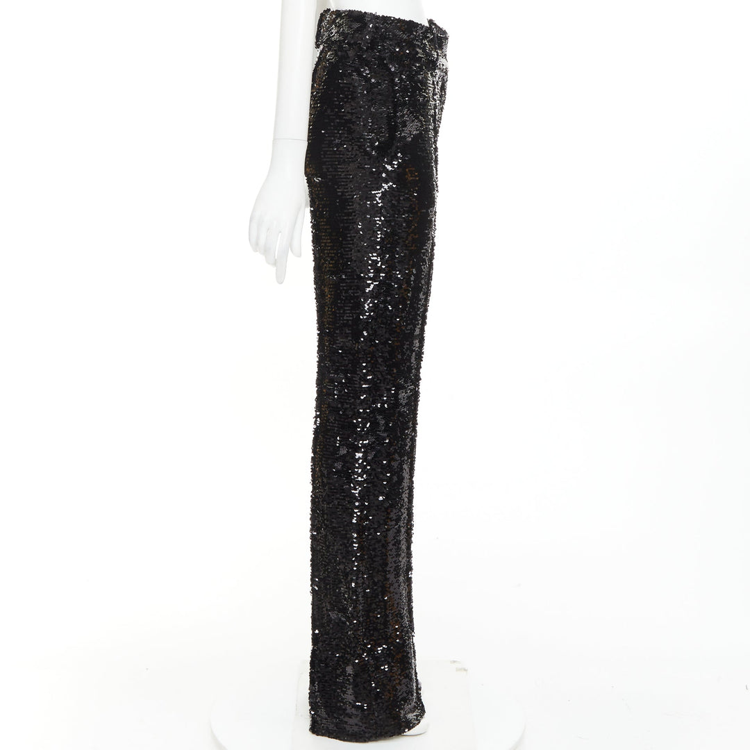 ALEXANDRE VAUTHIER COUTURE AW2020 Runway black sequin high waist straight pants
