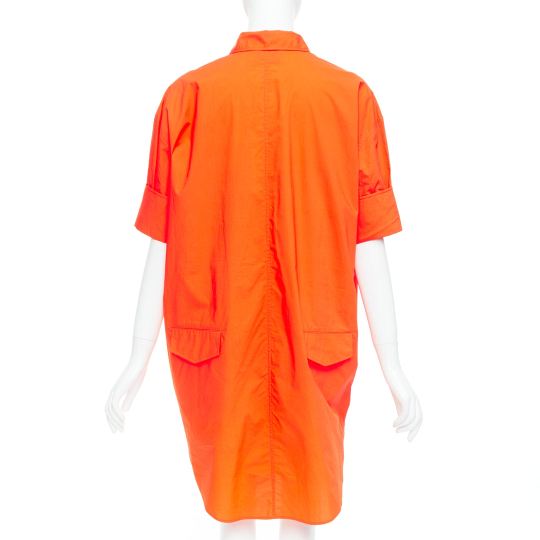 ACNE STUDIOS 2016 Lash Tech Pop neon orange cotton shirt dress FR34 XS