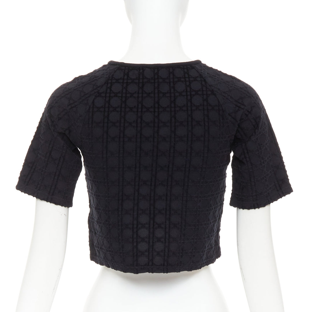 CHRISTIAN DIOR KIDS Diorissimo black cannage velvet cotton crop top 10Yrs XS