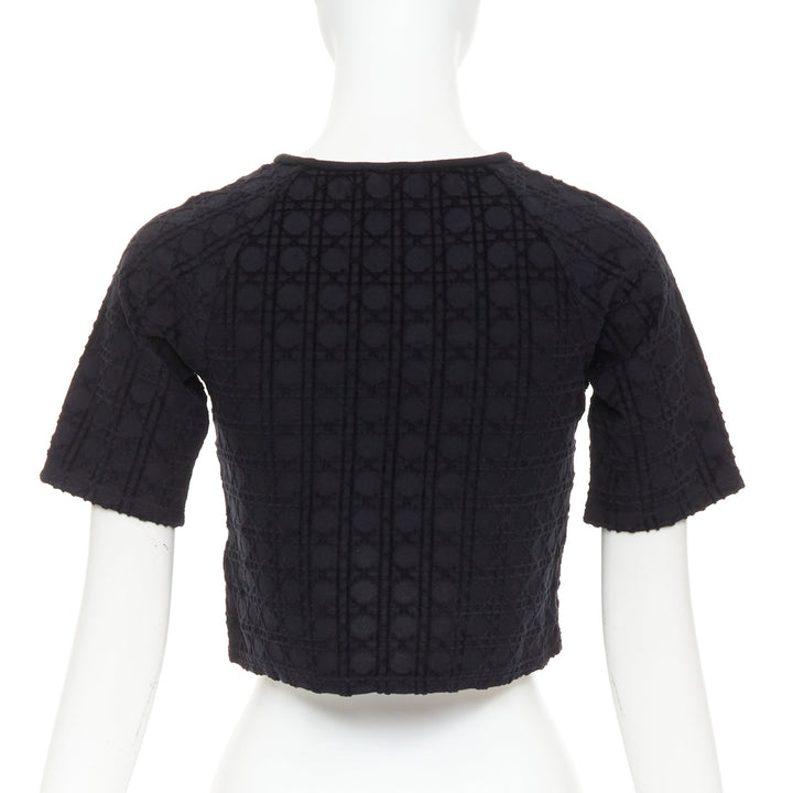 CHRISTIAN DIOR KIDS Diorissimo black cannage velvet cotton crop top 10Yrs XS