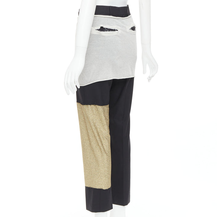 rare RICK OWENS JOYCE 50th Limited Edition gold grey patchwork pants IT38 XS