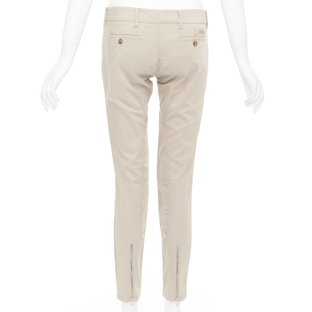 PRADA 2010 beige cotton blend low waist tapered pants IT40 S