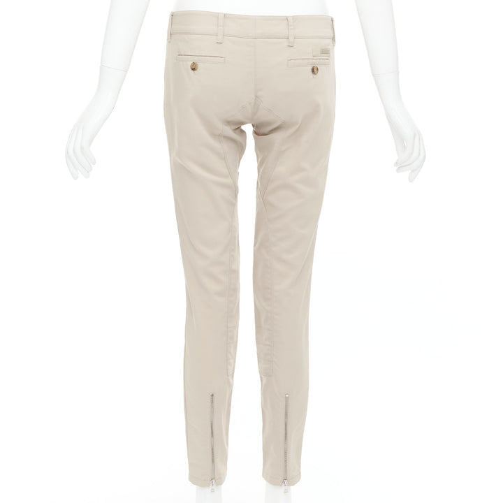 PRADA 2010 beige cotton blend low waist tapered pants IT40 S
