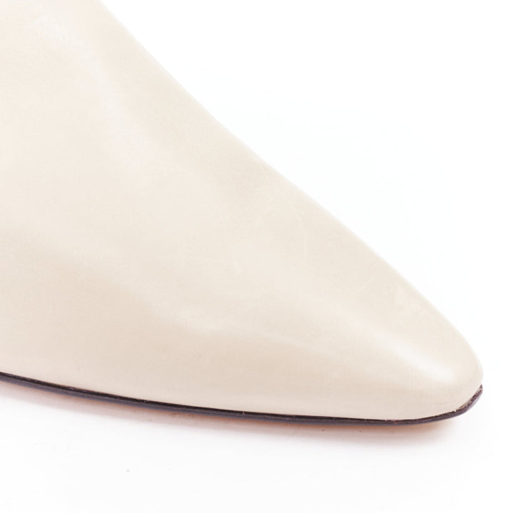 THE ROW Coco cream coal soft calfskin ankle kitten heel ankle boots EU37