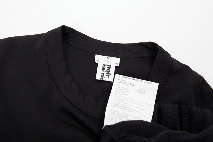 NOIR KEI NINOMIYA 2022 black cotton tulle ruffle trim side cutout blouse shirt M