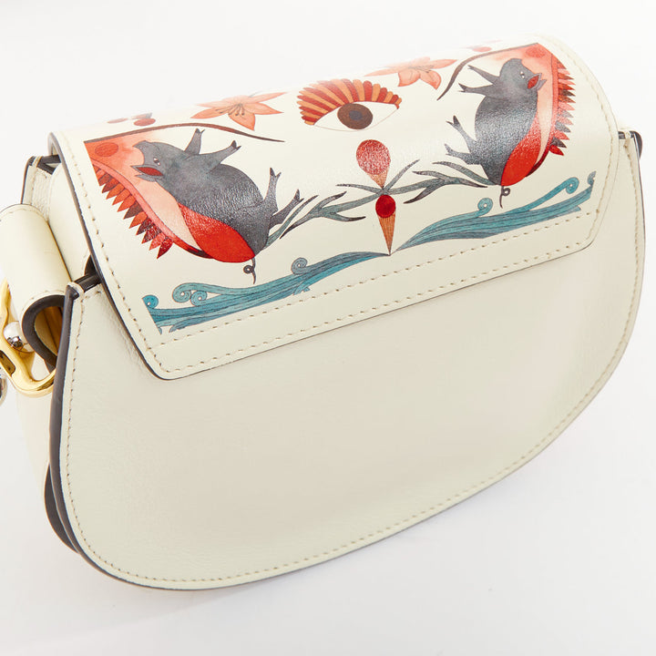 rare CHLOE 2019 Tess SMall Lunar New Year pig print white leather shoulder bag