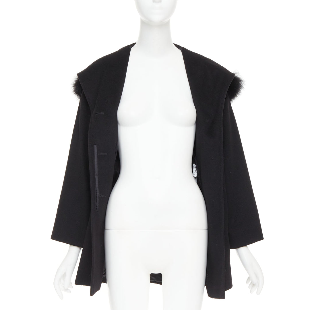 MARA STUDIO Mango virgin wool fur trim collar hood coat IT36 XXS