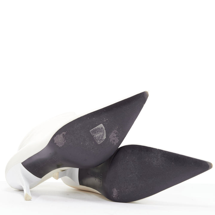 OLD CELINE Phoebe Philo white leather acrylic heels ankle booties EU38.5