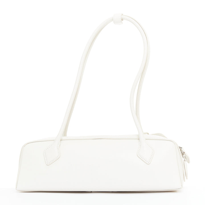 ALAIA Le Teckel Medium off white goat leather long handle east west shoulder bag