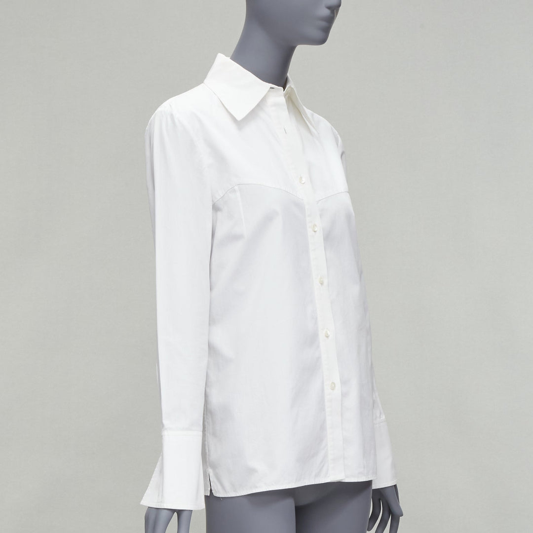 GUCCI Vintage white minimal wide collar angular bust dart dress shirt IT40 S