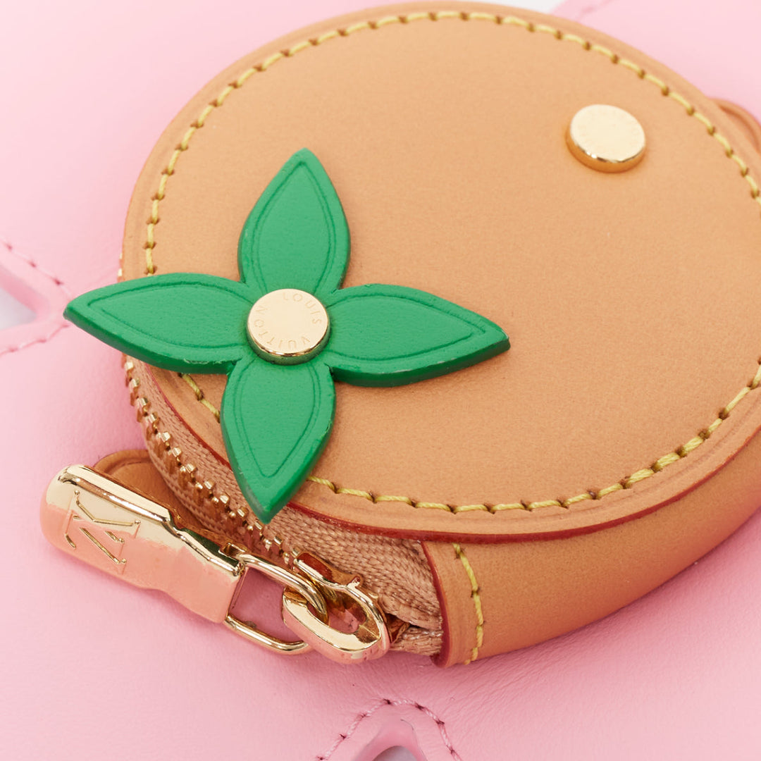 rare LOUIS VUITTON 2023 Vivienne Holidays pink flower coin pouch bag charm