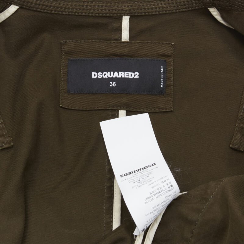 DSQUARED2 2021 green cotton military officer corduroy  utility jacket IT36 XS