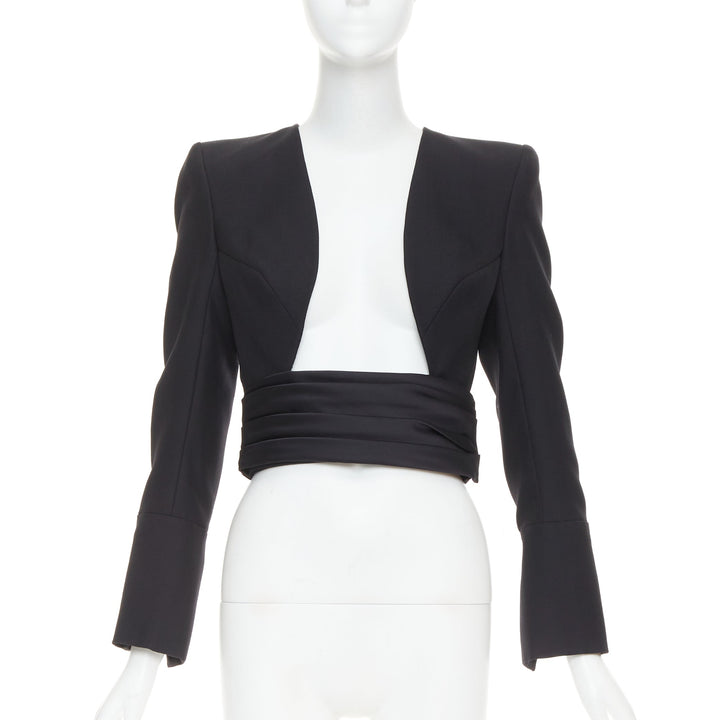 ALEXANDRE VAUTHIER COUTURE AW2020 Runway black open cummerband cropped jacket