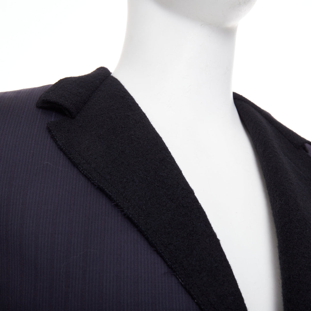 LANVIN 2014 contrast peak lapel pinstripe wool two-button tuxedo blazer EU46 S