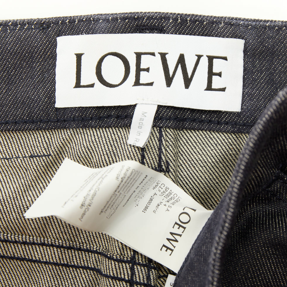 LOEWE 2018 Runway blue denim contrast white cuff turn up fisherman jeans IT50 L