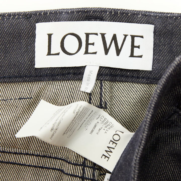 LOEWE 2018 Runway blue denim contrast white cuff turn up fisherman jeans IT50 L