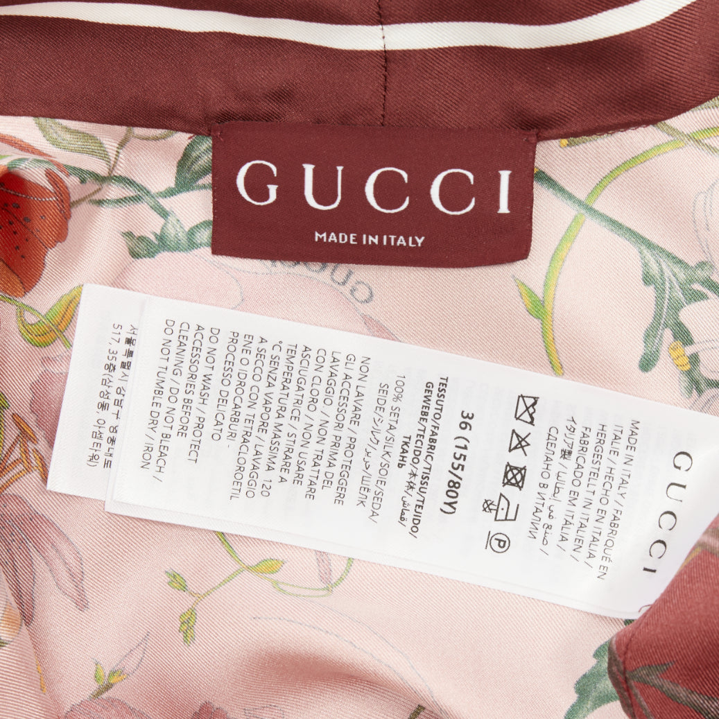 GUCCI 2025 Flora Degrade Rosso Ancora red bow neck tie silk twill top IT36 XXS